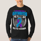 Ich bin Tougher Ribbon Rheumatoide Arthritis Bewus T-Shirt (Vorderseite)