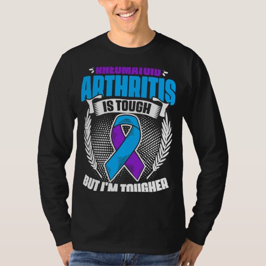 Ich bin Tougher Ribbon Rheumatoide Arthritis Bewus T-Shirt (Vorderseite)