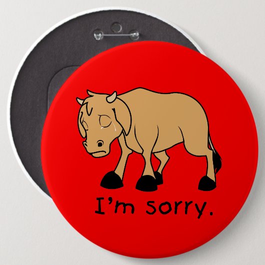 Ich bin traurige Kalb-Tassen-Uhr Browns schreiende Button (Vorne & Hinten)