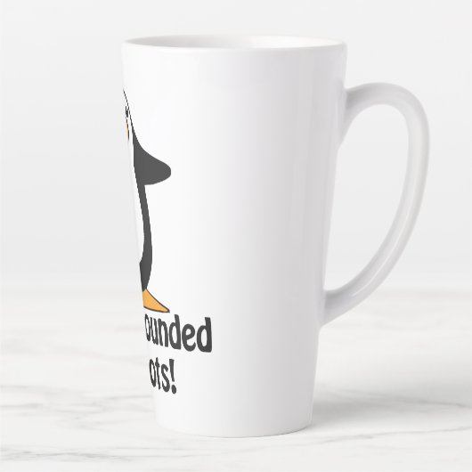 Ich bin umgeben von Idioten Funny Pinguin Cartoon Milchtasse (Rechts)