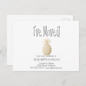 Ich bin umgezogen. Gold Ananas neue Adresse Ankündigungspostkarte (Vorne/Hinten)