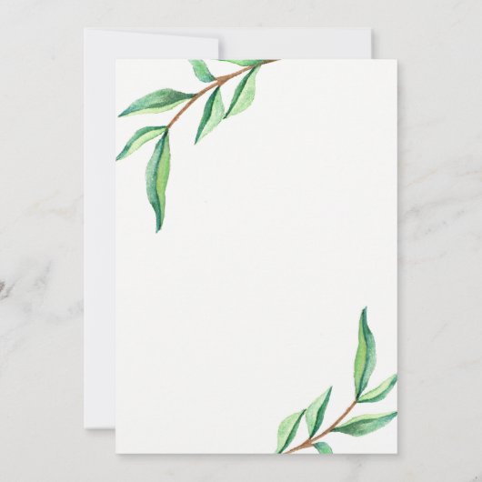 Ich bin umgezogen | Minimalistische grüne Blätter Ankündigung (Rückseite)