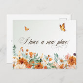 Ich bin umgezogen, Sommerferien Blume und Schmette Postkarte (Vorne/Hinten)