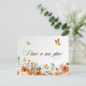Ich bin umgezogen, Sommerferien Blume und Schmette Postkarte (Stehend Vorderseite)