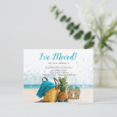 Ich bin umgezogen, Strand, Ananas, neue Adresse Ankündigungspostkarte (Stehend Vorderseite)