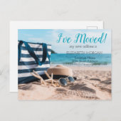 Ich bin umgezogen, Strand, entspanne dich an neuer Ankündigungspostkarte (Vorne/Hinten)