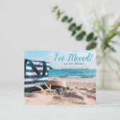 Ich bin umgezogen, Strand, entspanne dich an neuer Ankündigungspostkarte (Stehend Vorderseite)