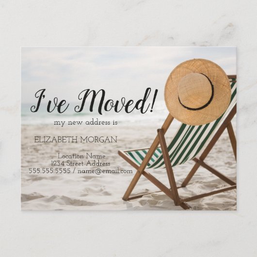 Ich bin umgezogen, Strand, Stuhl, Ankündigung eine (Vorderseite)