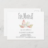 Ich bin umgezogen, Teekanne Blume neue Adresse Ankündigungspostkarte (Vorne/Hinten)