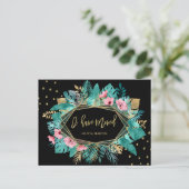 Ich bin umgezogen | Tropische Blätter Postkarte (Stehend Vorderseite)