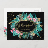 Ich bin umgezogen | Tropische Blätter Postkarte (Vorne/Hinten)