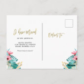 Ich bin umgezogen | Tropische Blätter Postkarte (Rückseite)