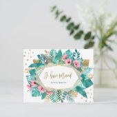 Ich bin umgezogen | Tropische Gold-Blätter auf Wei Postkarte (Stehend Vorderseite)