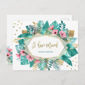 Ich bin umgezogen | Tropische Gold-Blätter auf Wei Postkarte (Vorne/Hinten)