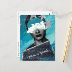 Ich bin Unaufhaltsam Mixed Media Collage Postkarte
