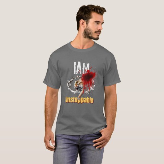 Ich bin unaufhaltsam Tiger Durchbruch Bloody Graph T-Shirt (Vorne ganz)
