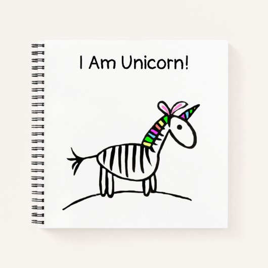 Ich bin Unicorn Zebra Notebook Notizblock (Vorderseite)