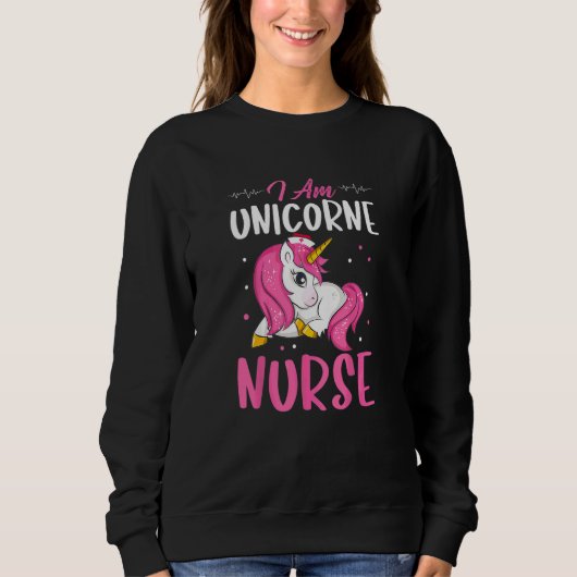 Ich bin Unicorne Nurse International Nurses Da Sweatshirt (Vorderseite)