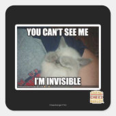 Ich bin unsichtbar quadratischer aufkleber (Vorderseite)