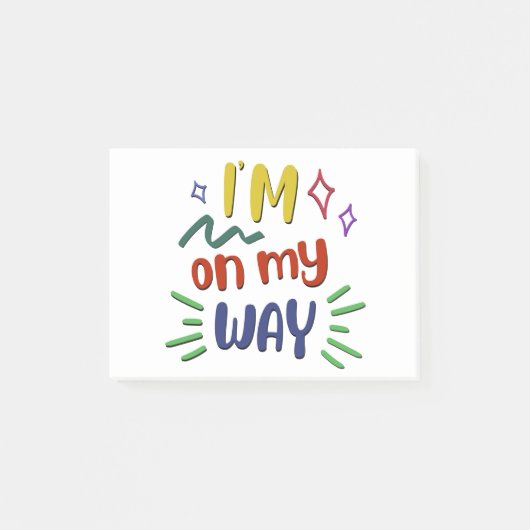 Ich bin unterwegs post-it klebezettel (Vorderseite)