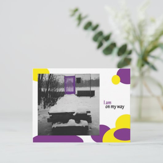 Ich bin unterwegs postkarte (Stehend Vorderseite)