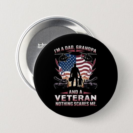 Ich bin Vater Opa und Veteran Veteran Veteran Day Button (Vorne & Hinten)