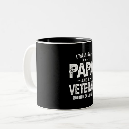 Ich bin Vater Papa und Veteran - Funny Vathers Day Zweifarbige Tasse (Vorderseite Links)