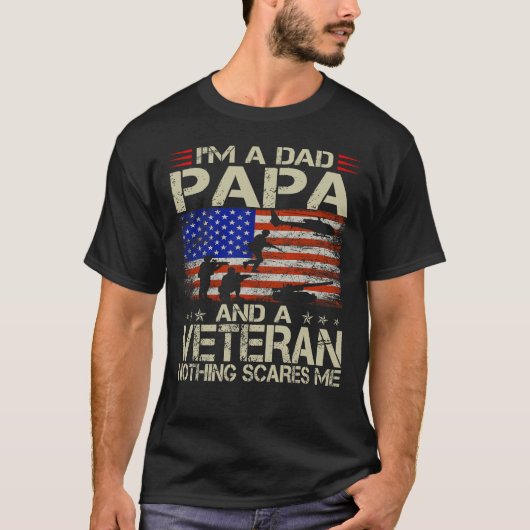 Ich bin Vater, Papa und Veteran T-Shirt (Vorderseite)