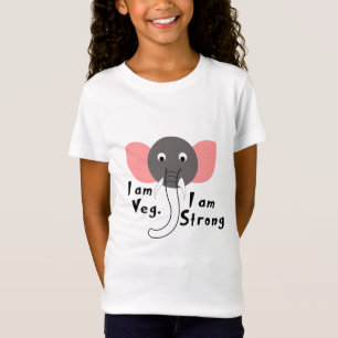 Ich bin Veg Ich bin Stark Elefant Tier Mädchen Kin T-Shirt