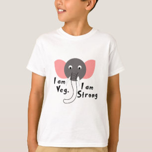 Ich bin Vegan Ich bin Stark Elefant Tier Junge Kin T-Shirt