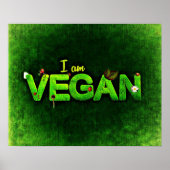 Ich bin Vegan mit einer grasbewachsenen Naturstruk Poster (Vorne)