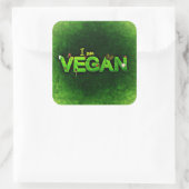 Ich bin Vegan mit einer grasbewachsenen Naturstruk Quadratischer Aufkleber (Tasche)