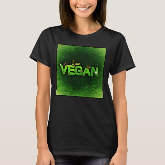 Ich bin Vegan mit einer grasbewachsenen Naturstruk T-Shirt (Vorderseite)