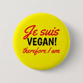 Ich bin Vegan Text Yellow Button (Vorderseite)