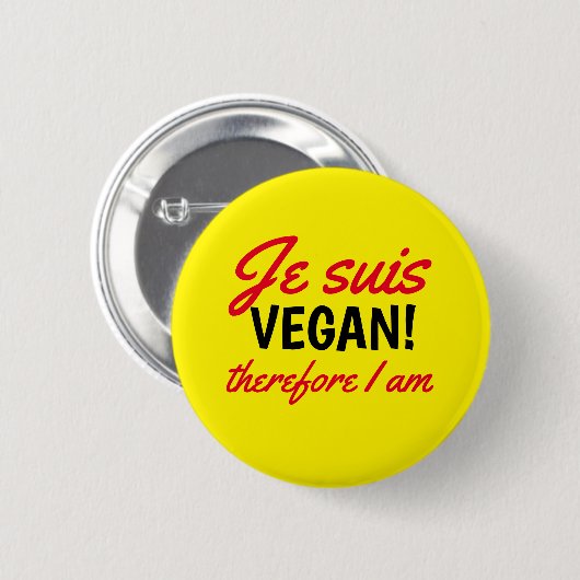 Ich bin Vegan Text Yellow Button (Vorne & Hinten)