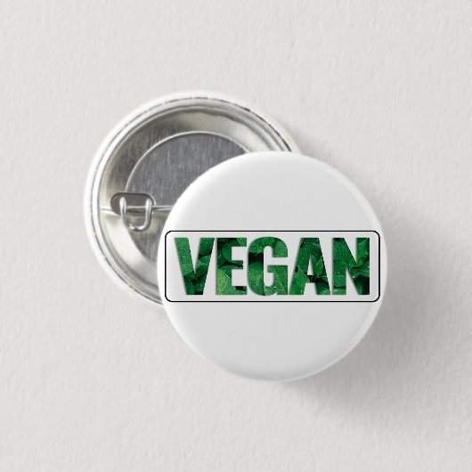 Ich bin Vegan, typografisches Design Button (Vorne & Hinten)