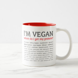 Ich bin vegan: Woher erhalte ich mein Protein? Zweifarbige Tasse