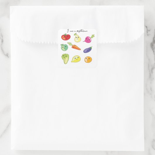 Ich bin Vegetarier Quadratischer Aufkleber (Tasche)