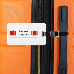 Ich bin verloren im Transit Doppelte Koffer Gepäck Gepäckanhänger