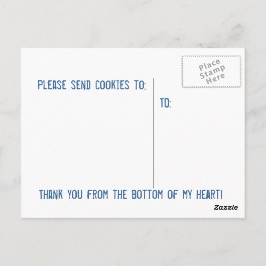 Ich bin vermisst hausgemachte Kekse! Postkarte (Rückseite)
