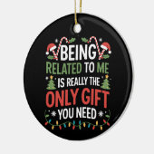 Ich bin verwandt mit lustigen Weihnachtsfamilien W Keramik Ornament (Links)