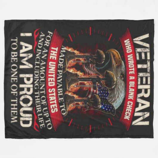 ICH BIN VETERAN, DER EINEN BLANKEN KARO GESCHRIEBE FLEECEDECKE (Vorderseite (Horizontal))