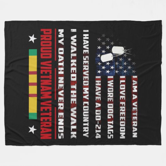 ICH BIN VETERAN FLEECEDECKE (Vorderseite (Horizontal))