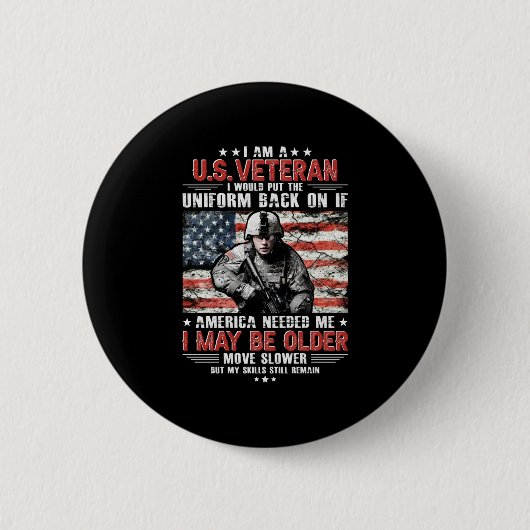 Ich bin Veteran in den USA und bin möglicherweise Button (Vorderseite)
