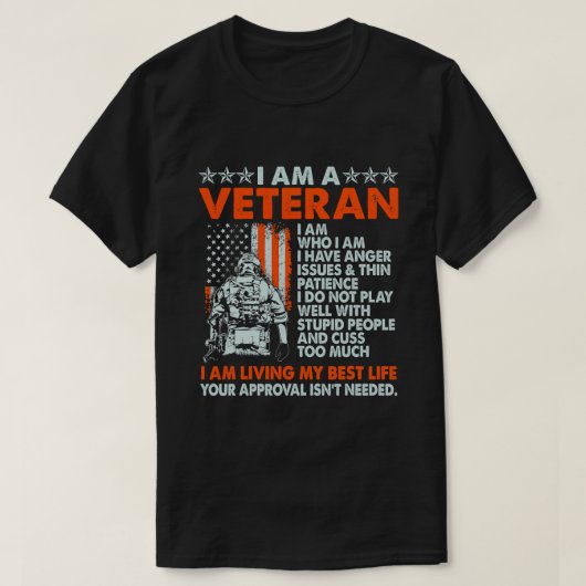 Ich bin Veteran und bin derjenige, der ich bin, un T-Shirt (Design vorne)