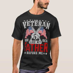 Ich bin Veteran wie mein Vater vor mir USA Flag V T-Shirt