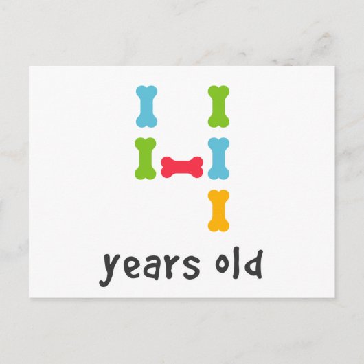 Ich bin vier Jahre alt Postkarte (Vorderseite)