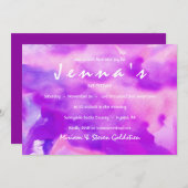 ICH BIN VIOLET WATERCOLOR Bat Mitzvah Einladung (Vorne/Hinten)