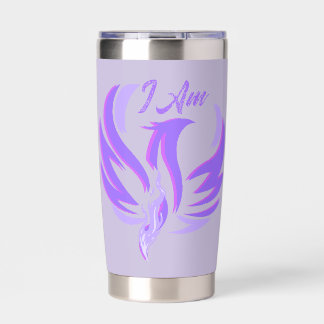 Ich bin violette Flammenfeuer-Vogel-Aufstieg Thermobecher