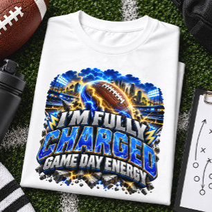 Ich bin voll aufgeladen Game Day Energie Fußball T-Shirt